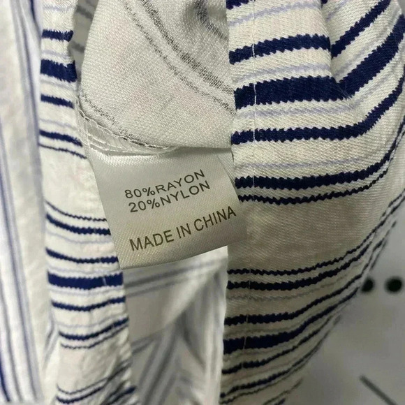 LF Seek the Label Blue & White Striped Paper-bag Waist Romper - Picture 7 of 9